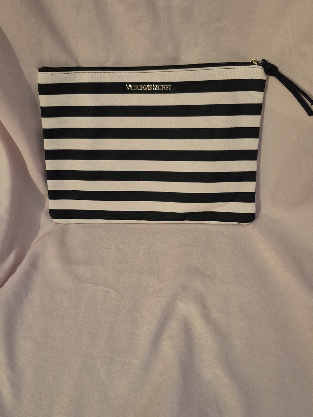 NWOT Victoria's Secret Black & White Stripe Cosmetic Pouch
